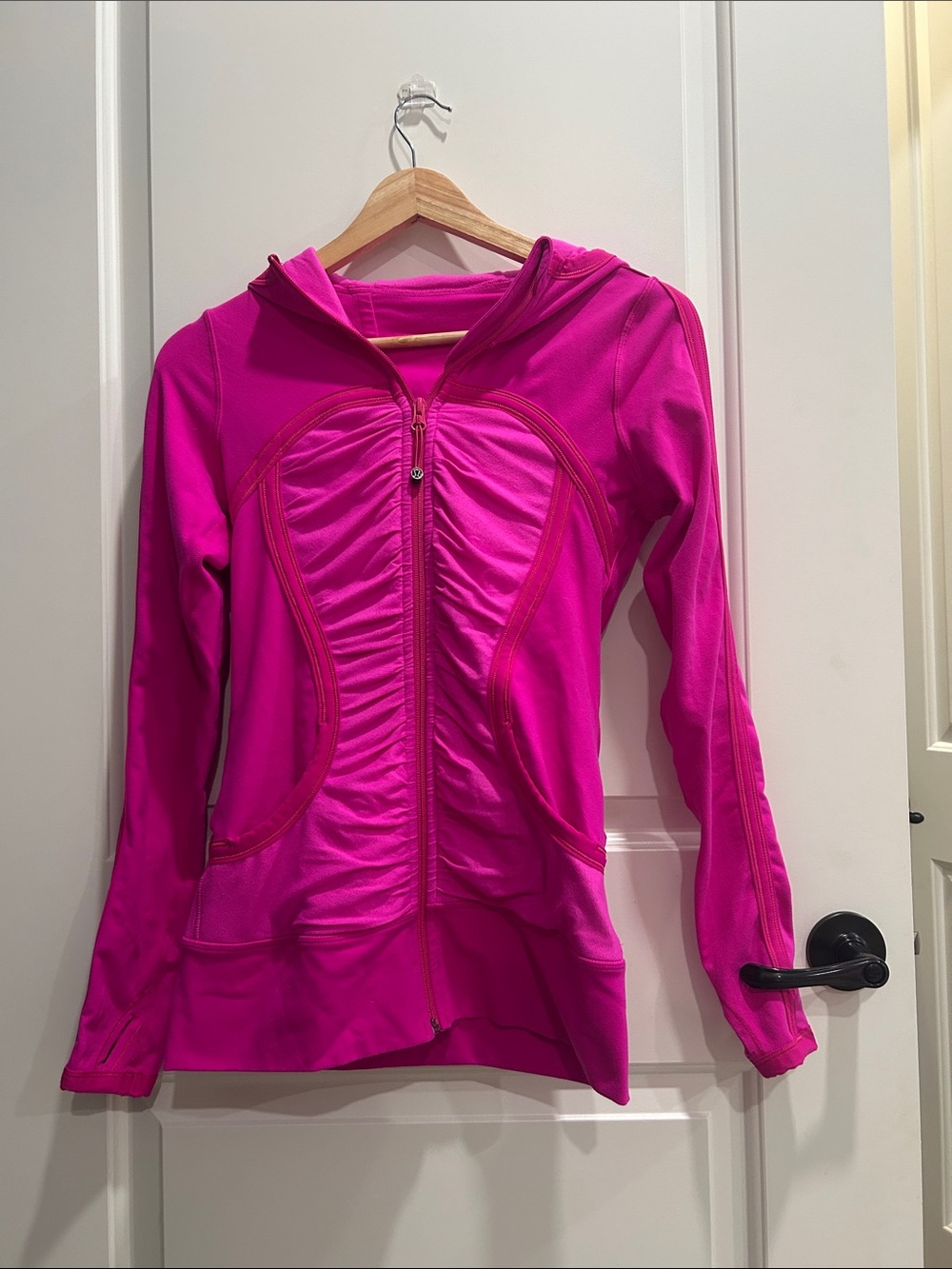 lululemon athletica Bright Pink Ruched Zip Hoodie